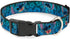Buckle-Down Plastic Clip Collar, Stitch Expressions, Hibiscus Collage Green-Blue Fade, 1" Wide, Medium