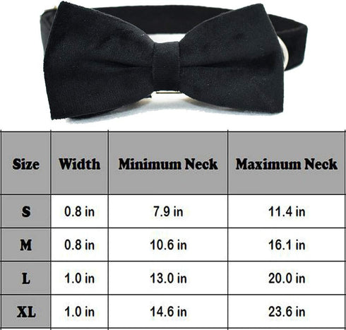 Love Dream Adjustable Velvet Dog Collar with Detachable Bowtie, Soft Comfortable Bow Tie Collars for Large Dogs, Black