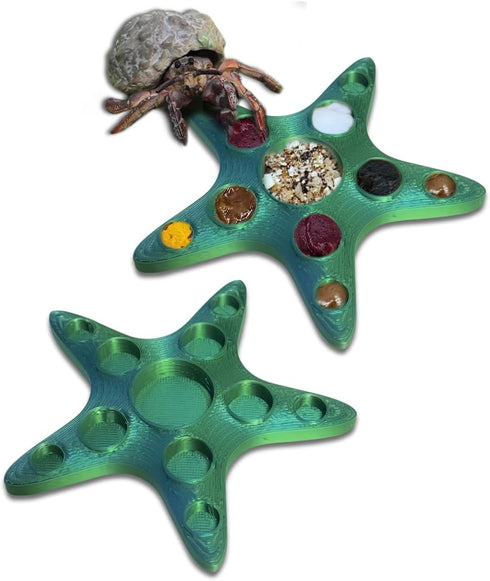 2 Pcs Hermit Crab Food Dish, 10 Grids Food & Water Bowl,