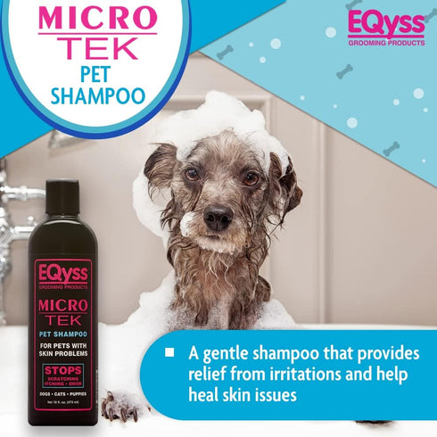 (16 EQyss Micro-Tek Pet Shampoo Ounce) - Stops Scratching, Itching, Biting, or Licking Hot Spots