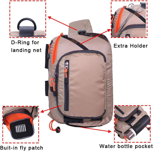 Kylebooker Fishing Tackle Storage Shoulder Bag - Fly Fishing Sling Pack