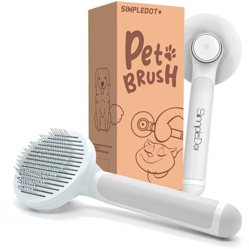Self Cleaning Slicker Brush for Dogs and Cats, Pet Grooming Hair Brush for Undercoat, Loose Hair, Mats, Tangles
