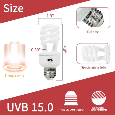 LUCKY HERP 13W UVB 15.0 Intense UVA UVB Compact Fluorescent Lamp - Desert Terrarium Light Bulb for Reptile and Amphibian
