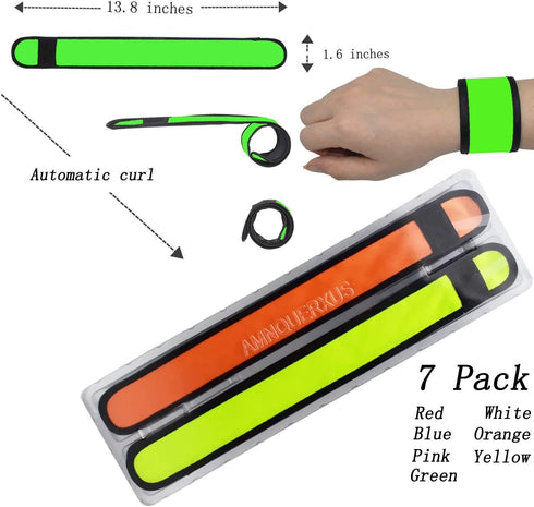 LED Glow Slap Bracelets Light Up Wristbands for High Visibility Safety Gear, Fits Women Men for Cycling, Running