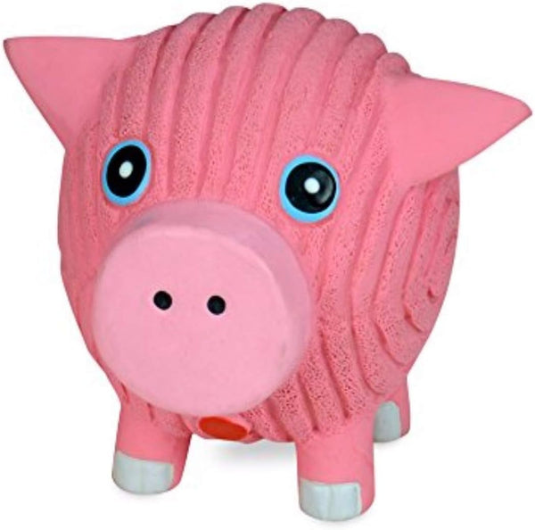 HuggleHounds Ruff-Tex Latex Ball Dog Toy - Heavy Duty Squeaky Ball for Small, Medium & Large Dogs, Hamlet Pig, Small