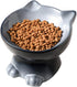 Nihow Elevated Cat/Dog Bowls: 6.25 Inch Ceramic Raised Food & Water Bowl Set for Small Dogs and Cats - Elegant Gray