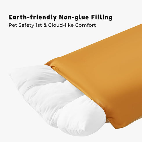Allisandro Outdoor Dog Bed Pet Pad, Tough Pet Pillow with Removable Cover, Scratch and Water Resistant, Orange/Light