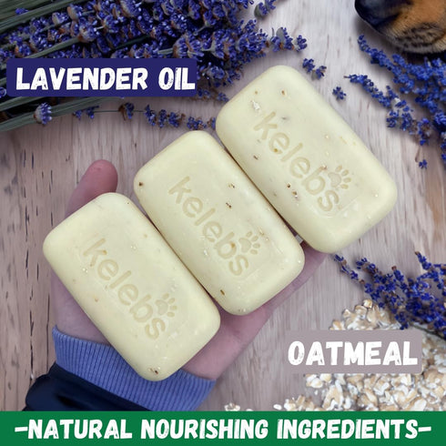 Dog Shampoo for Allergies and Itching - All Natural Dog Soap Bar with Lavender Oil & Oatmeal, 3PCS