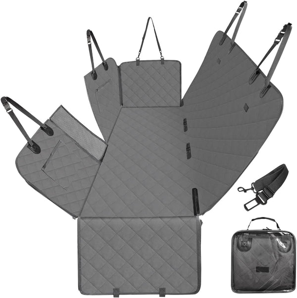 FURHAB Dog Car Seat Cover for Back Seats 100% Waterproof with Metal