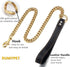18K Gold Dog Chain Leash - 15MM Solid Chew Proof 316L Stainless Steel Cuban Link Chain with Smooth Leather Handle,