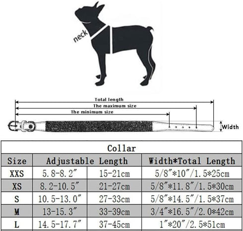 Small Dog Collar with Rhinestone Crystal Diamond Colorful Bling Girl Puppy Cat Collars (L, Hot Pink)
