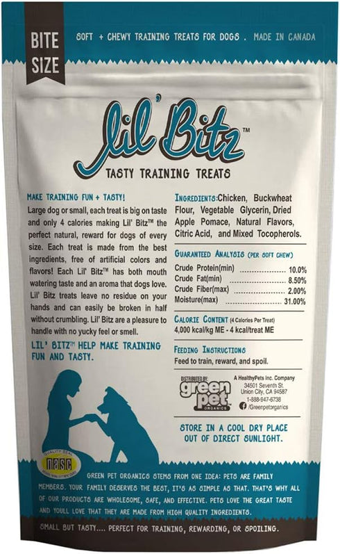 Lil' Bitz Flame Roasted Chicken Training Treats - Low Calories, Grain Free, 3 Pack for All Dog Breeds