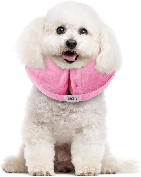 MCHY Inflatable Dog Cone - Adjustable Recovery Collar for Dogs After Surgery, Prevent Biting & Scratching (Pink S)