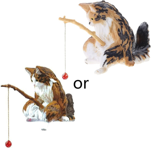 Black Fish Tank Landscaping Cartoon Fishing Cat Ornaments Aquarium Accessories Household Supplies Home Office Decorations Fishing Cat Figurine Aquarium Décor Thematic Ornaments