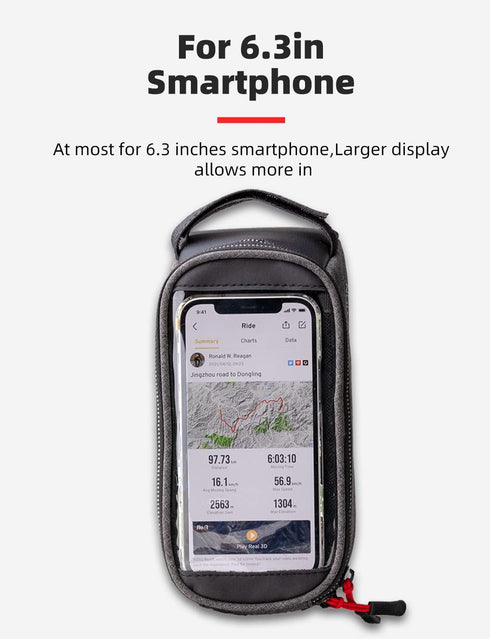 XOSS Bike Phone Front Frame Bag, Bicycle Phone Holder Bike Accessories for Phones