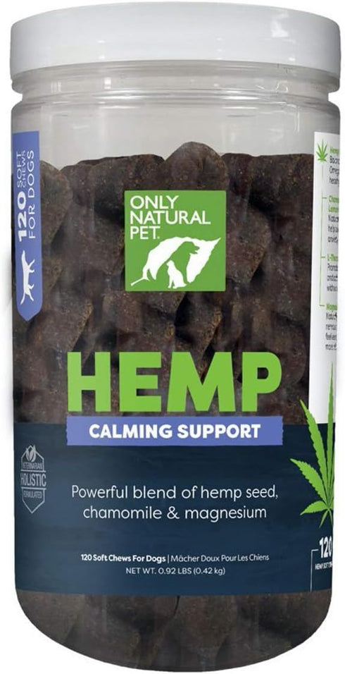 Only Natural Pet - Natural Hemp Soft Chew Bites for Dog Stress Relief, L-Theanine & Chamomile, 120 Count