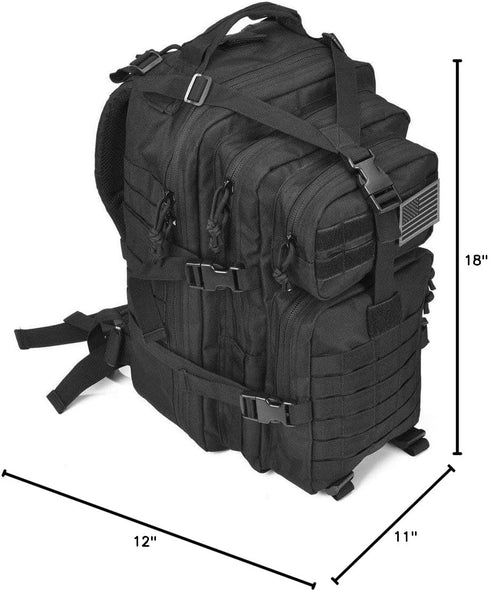 REEBOW GEAR Small Military Tactical Backpack, Molle Assault Pack, Black Rucksack Daypack