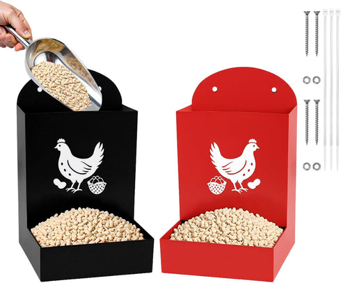 2 Pack Chicken Oyster Shell Feeder&Grit Feeder Large Capacity,PVC Chicken Coop Accessories