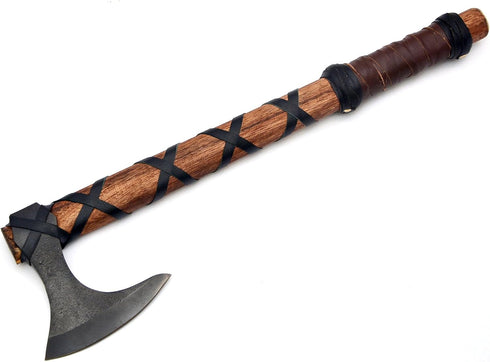 Viking Axe Real Handmade Carbon Steel Ragnar Lothbrok Hunting Axe with Leather Sheath
