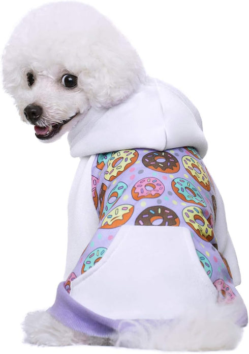 Purple Puppy Dog Hoodies for Small Medium Dogs, Christmas Hooded Sweatshirt with Pocket, Fleece Coat Dog Costume Winter