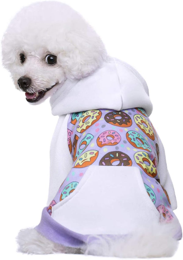 Purple Puppy Dog Hoodies for Small Medium Dogs, Christmas Hooded Sweatshirt with Pocket, Fleece Coat Dog Costume Winter