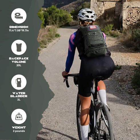 Maelstrom Hydration Backpack, Hiking Backpack with 2L Water Bladder, Lightweight Insulation for Hiking and Cycling