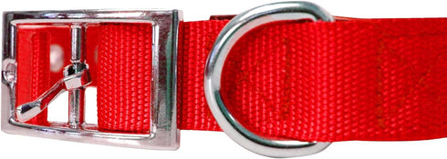 Downtown Pet Supply Deluxe Padded Adjustable Dog Collar, Metal Buckle & D-Ring, Water Resistant, Red, L