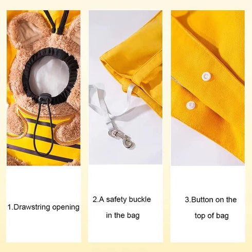Cute Bee-Shaped Pet Canvas Shoulder Bag, Portable Cats Small Pet Tote Chest Bag, Pet Carrier for Small Dogs and Cats