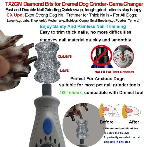 7760 7350, 2-Pack Stress-Free Diamond Dog Nail Grinder Bit Attachment for Dremel - Refill Tips & Replacement Heads Fit
