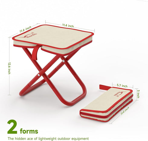 12-Inch (1.3Lbs), 180LB Folding Stool Camping Stool, Portable Folding Stool with Carrying Bag, Portable Chair Outdoor