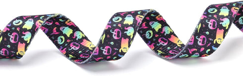 Dog Collar with Cute Pattern, Durable Soft Tape Adjustable for XS Small Medium Large Breed Pets, Halloween (L)