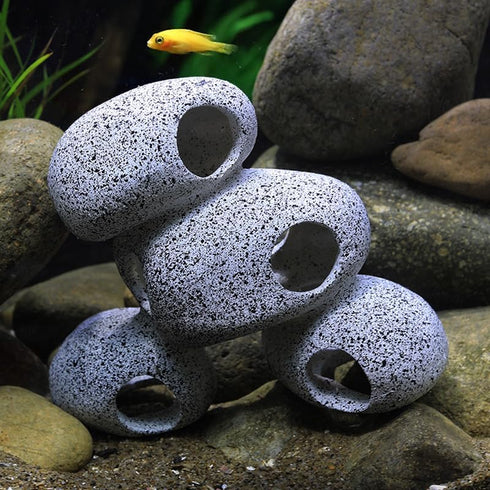 Aquarium Rock Decorations Resin Cichlids Rock with Betta Cave, Betta Fish Tank Accessories for Hiding
