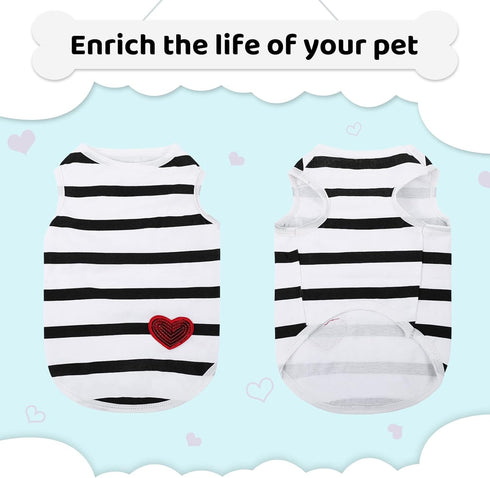Pet Dog Striped T-Shirt for Dogs and Cats, Cotton Vest for Spring Summer Pet Apparel, Suitable for Small and Medium Pets