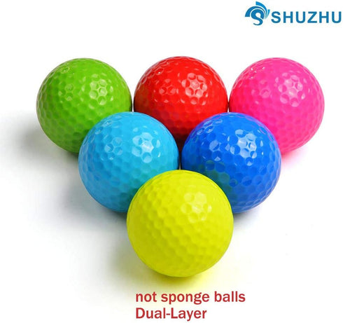 Golf Balls 6Pack Colored Gift Set, Training Novelty Practice Variety for All Golfers Kids Blue Green Red Yellow