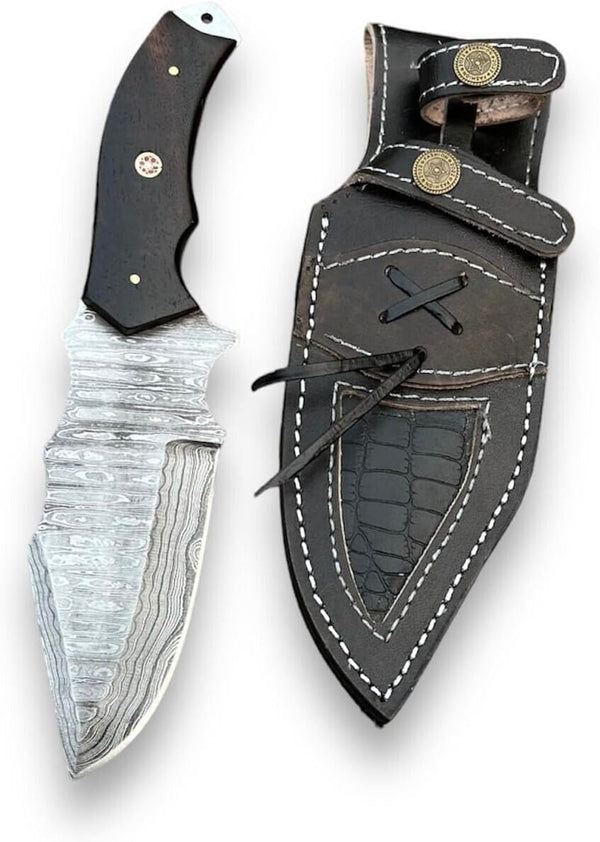 Handmade Damascus Steel Blade Hunting Skinning Knife with sheath10 inch Fixed Blade Knives For Men1220 by W TRADING