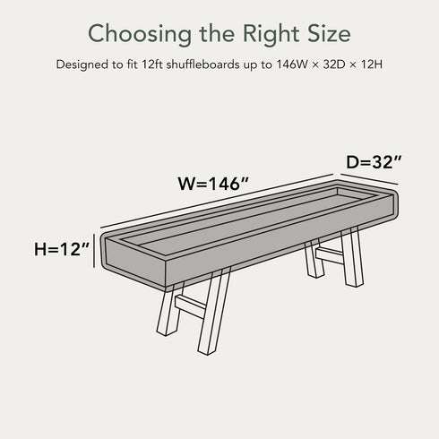 12FT 146W 32D 12H, Covermates Shuffleboard Table Cover Water-Resistant All-Weather Protection, Heavy-Duty Vinyl