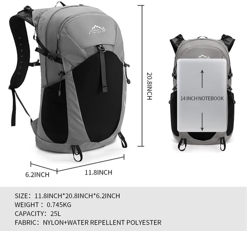 Hiking Hydration Backpack with 3L Water Bladder, 25L Water Backpack for Hiking, Cycling, Climbing, Camping for Men and