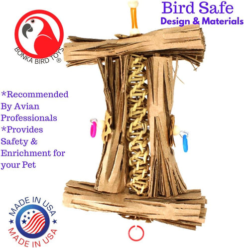 1547 Natural Helix Bonka Bird Toys, Cardboard Shredder Vine for Parrots, Parrotlets, Conures, and Cockatiels