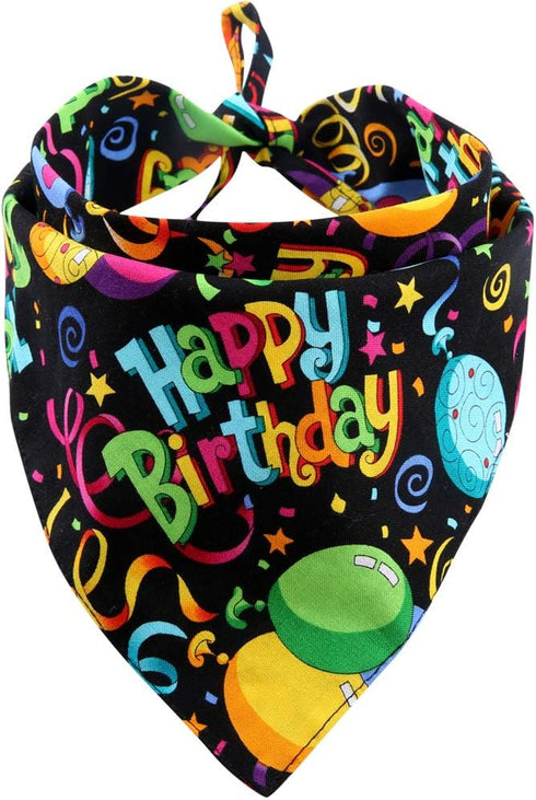 Small Black Dog Birthday Bandana Triangle Bibs Scarf Accessories
