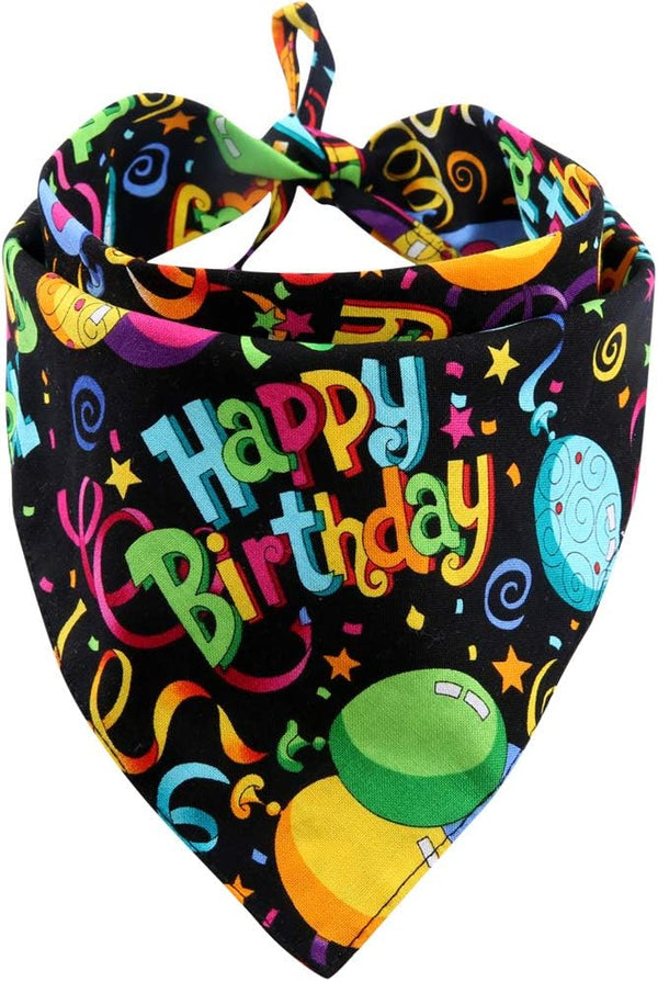 Small Black Dog Birthday Bandana Triangle Bibs Scarf Accessories