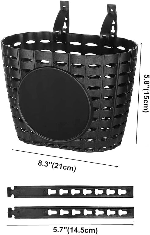 Kids Bike Basket with Adjustable Straps, Handlebar Bicycle Basket for Children Bike Accessories (Black)