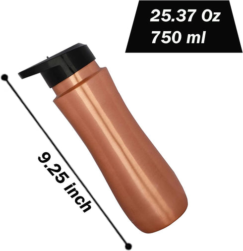 Perilla Home 100% Pure Copper Bottle - 25.37 Oz Ayurvedic Water Bottle, Leak Proof for Gym, Outdoors, Indoors