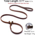 Real Leather Slip Lead Dog Leash - Soft Adjustable Pet Slip Leads, Heavy Duty Flat Training Leash, 6ft Brown