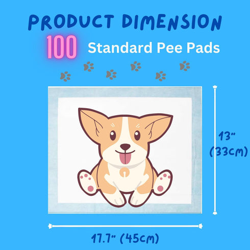 Dog and Puppy Pet Pee Training Pads - Odor-Eliminating Leak-Proof Quick-Dry Design, Super Absorbency, Pack of 100 (17.7