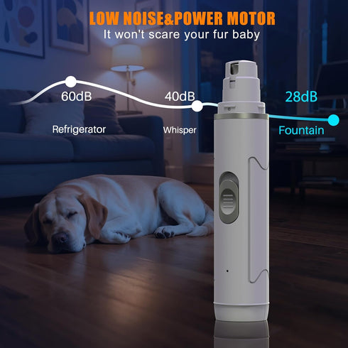 2-Speed Trimmers Dog Nail Grinder Quiet - Professional Dog Nail Grinder with Guard, Rechargeable & Painless Dog Nail
