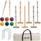 ropoda Six-Player Croquet Set with Wooden Mallets, Colored Balls, Sturdy Carrying Bag