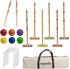 ropoda Six-Player Croquet Set with Wooden Mallets, Colored Balls, Sturdy Carrying Bag