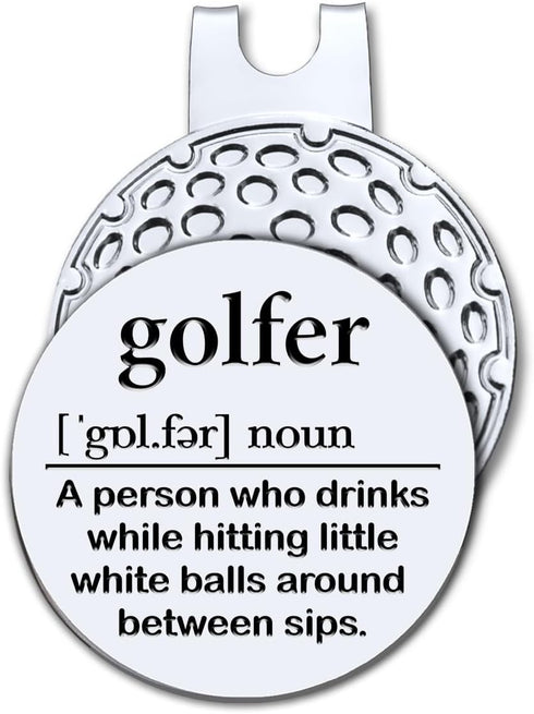 Hafhue Golfer Definition Golf Ball Marker - Magnetic Hat Clip, Funny Golf Accessories for Men