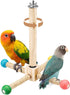 Chihutown Rotating Bird Stand Perch Toy, Natural Wood Spinning Parakeet Toy, Fun Wheel