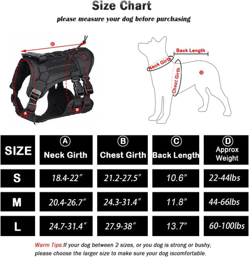 Tactical Dog Harness for Medium Large Dogs, No Pull Military Vest with Handle, Adjustable Pet Harness for Training